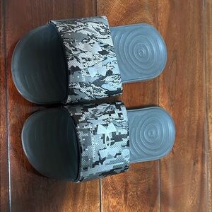 Under Armour Black and Gray Camo Slides